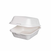 Compostable White Clamshell Boxes 6'' x 6'' - Case of 500